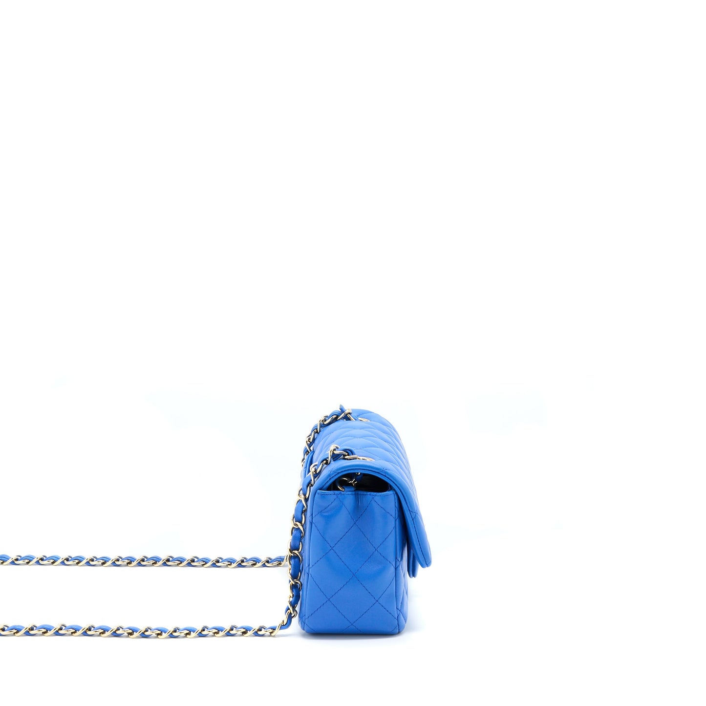 Chanel Mini Rectangular Flap Bag Lambskin Blue L
