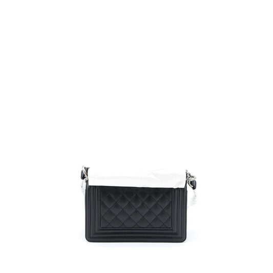 Chanel Small Boy Bag Caviar Black Ruthenium  (Microchip)