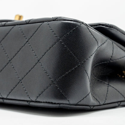 Chanel Pearl Crush Mini Rectangular Flap Bag Lambskin Black  (Microchip)