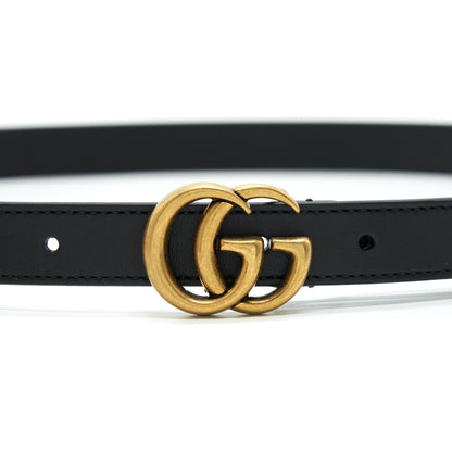 Gucci Size80 GG Buckle 2cm Leather Belt Black