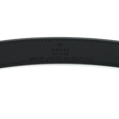 Gucci Size80 GG Buckle 2cm Leather Belt Black