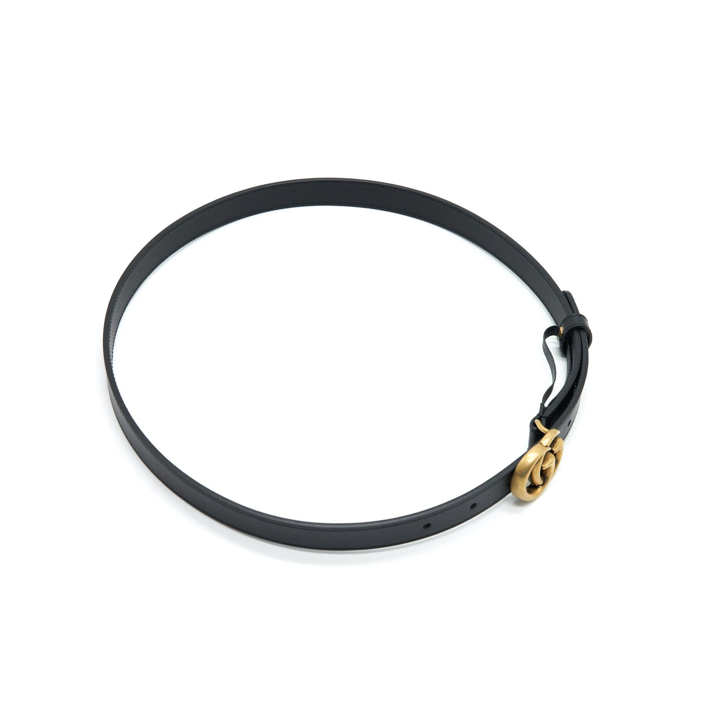 Gucci Size80 GG Buckle 2cm Leather Belt Black