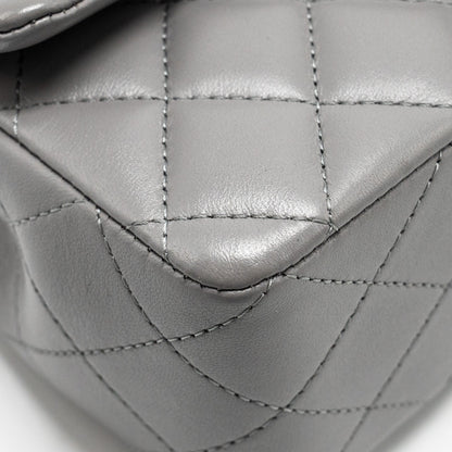 Chanel 22k Metal Top Handle Mini Rectangular Flap Bag Lambskin Grey  (microchip)