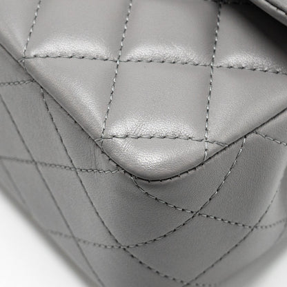 Chanel 22k Metal Top Handle Mini Rectangular Flap Bag Lambskin Grey  (microchip)
