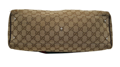 GUCCI Beige Ebony Signature GG Canvas Tote Bag