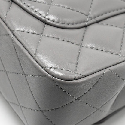Chanel 22k Metal Top Handle Mini Rectangular Flap Bag Lambskin Grey  (microchip)