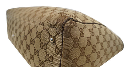 GUCCI Beige Ebony Signature GG Canvas Tote Bag