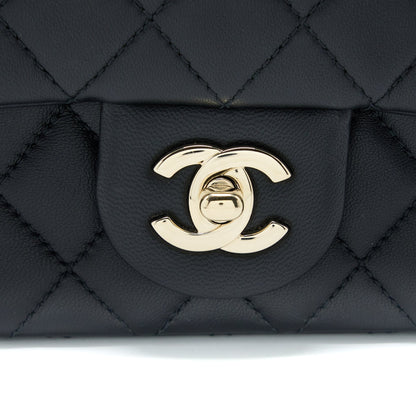Chanel 23C Pearl Crush Mini Rectangular Flap Bag Lambskin Black L (Microchip)