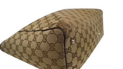 GUCCI Beige Ebony Signature GG Canvas Tote Bag