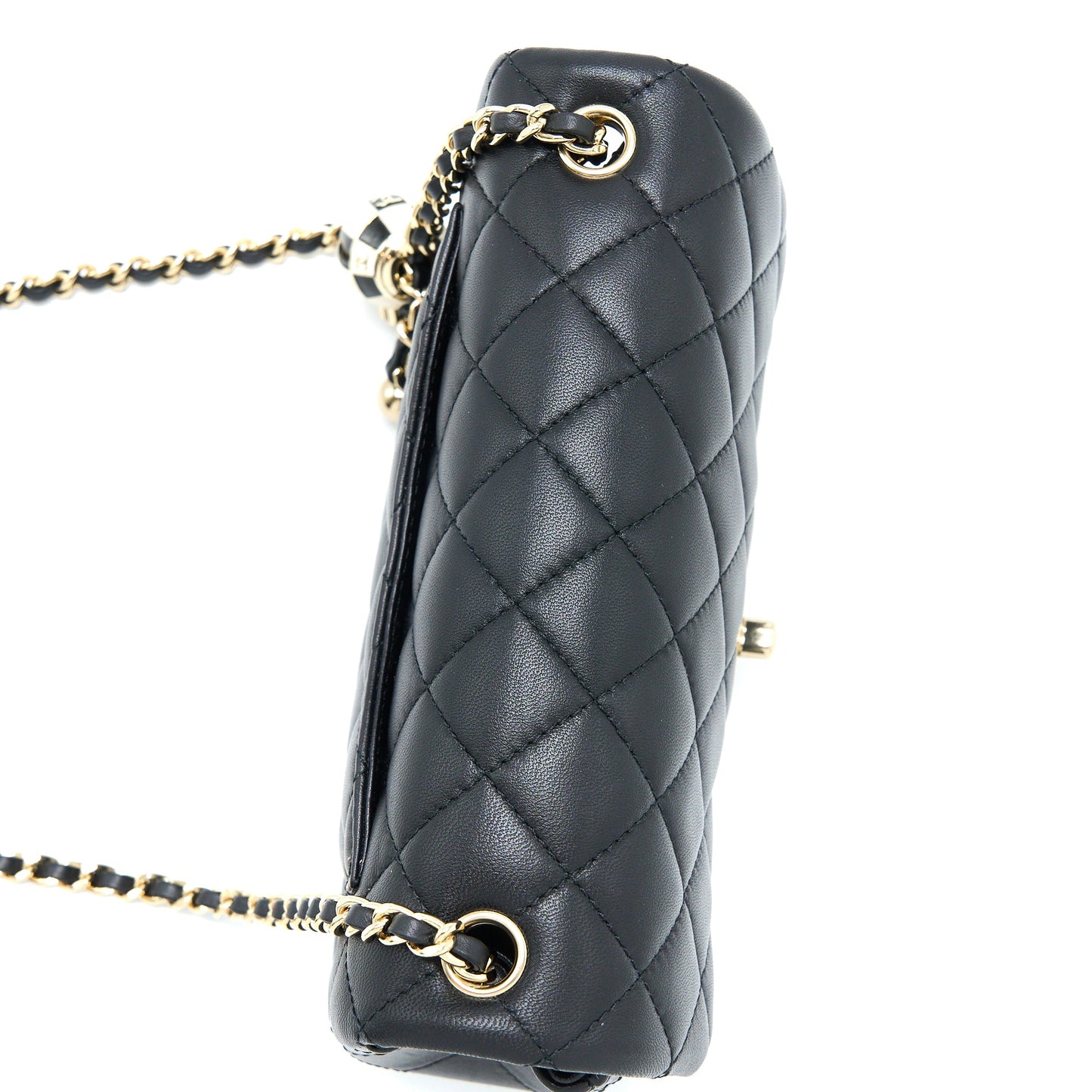Chanel 23C Pearl Crush Mini Rectangular Flap Bag Lambskin Black L (Microchip)
