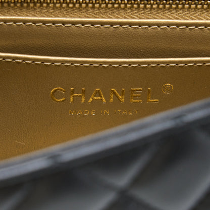 Chanel 23C Pearl Crush Mini Rectangular Flap Bag Lambskin Black L (Microchip)