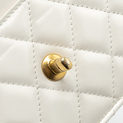 Chanel 23p Letter Top Handle Wallet On Chain Calfskin White (Microchip)