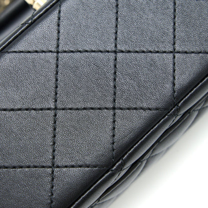 Chanel 23C Pearl Crush Mini Rectangular Flap Bag Lambskin Black L (Microchip)