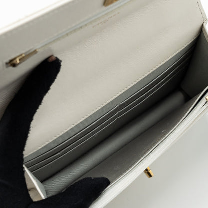Chanel 23p Letter Top Handle Wallet On Chain Calfskin White (Microchip)