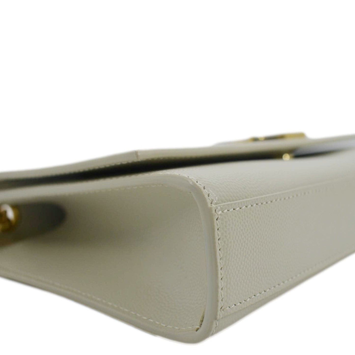 YVES SAINT LAURENT Kate Leather Chain Clutch Crossbody Bag White