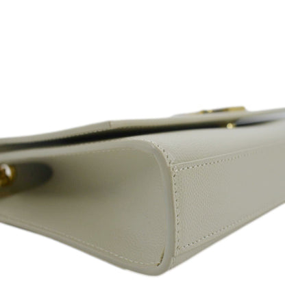 YVES SAINT LAURENT Kate Leather Chain Clutch Crossbody Bag White