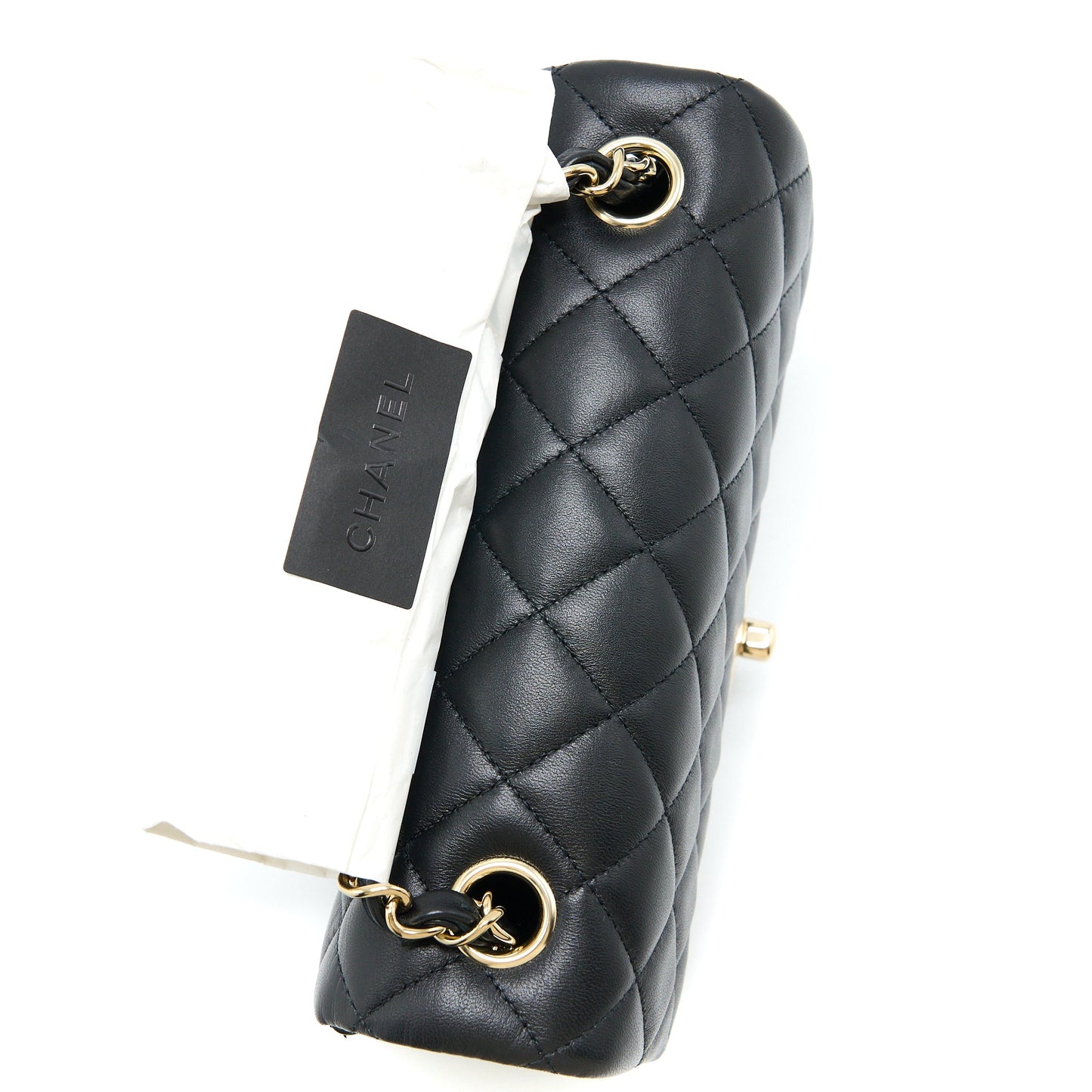 Chanel Mini Rectangular Flap Bag Lambskin Black L (Microchip)