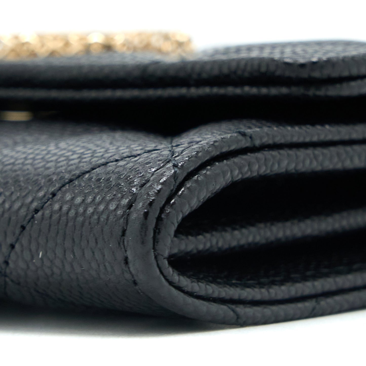 Chanel 23P Detail Logo Flap Card Holder Caviar Black L (Microchip)