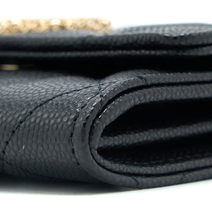 Chanel 23P Detail Logo Flap Card Holder Caviar Black L (Microchip)