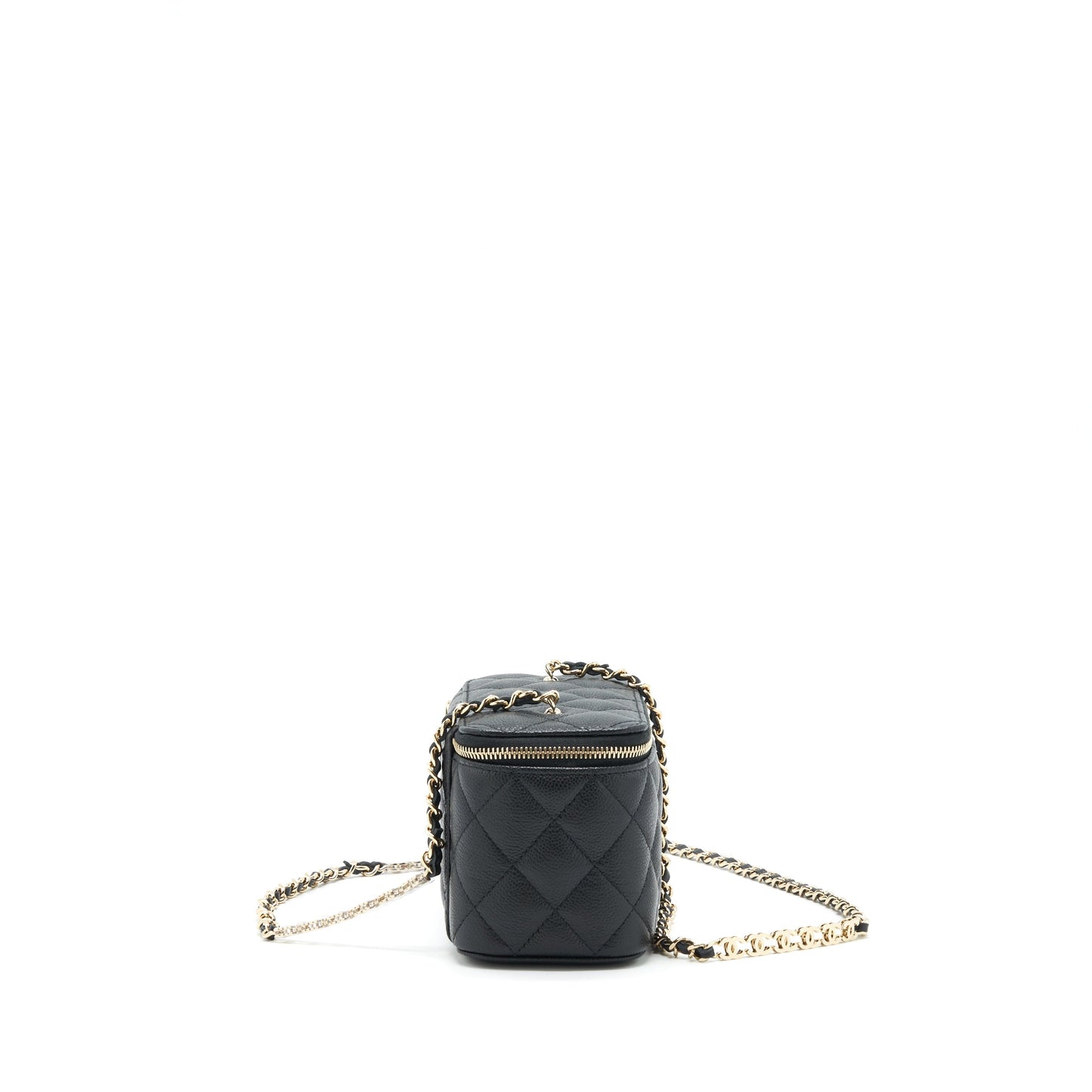 Chanel 22P Long Vanity With Logo On Chain Caviar Black L