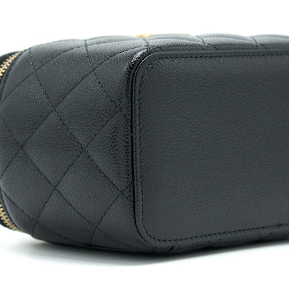 Chanel Letter Top Handle Long Vanity Caviar Black