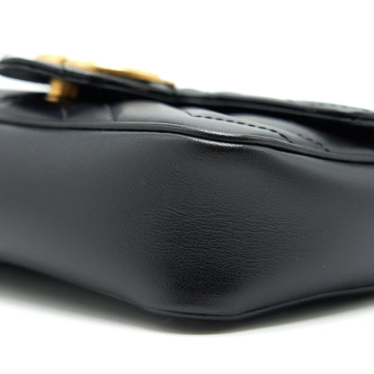 GUCCI GG MARMONT SUPER MINI LEATHER BAG IN BLACK
