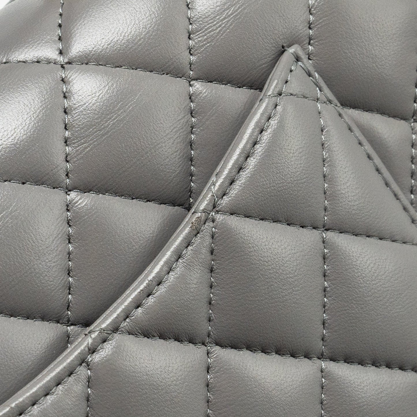 Chanel 22k Metal Top Handle Mini Rectangular Flap Bag Lambskin Grey  (microchip)