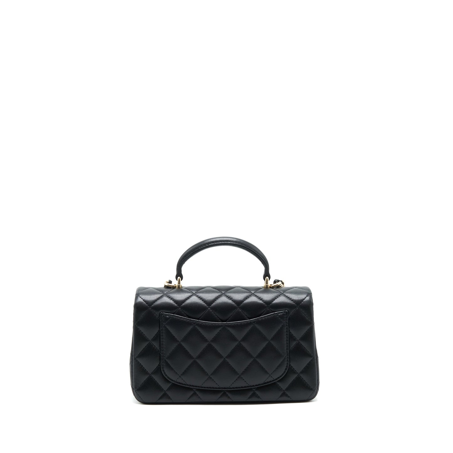 Chanel 22P Top Handle Mini Rectangular Flap Bag Lambskin Black L