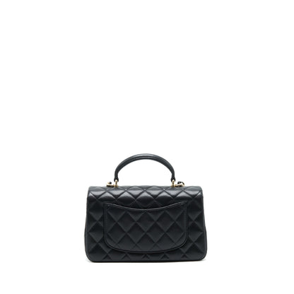 Chanel 22P Top Handle Mini Rectangular Flap Bag Lambskin Black L