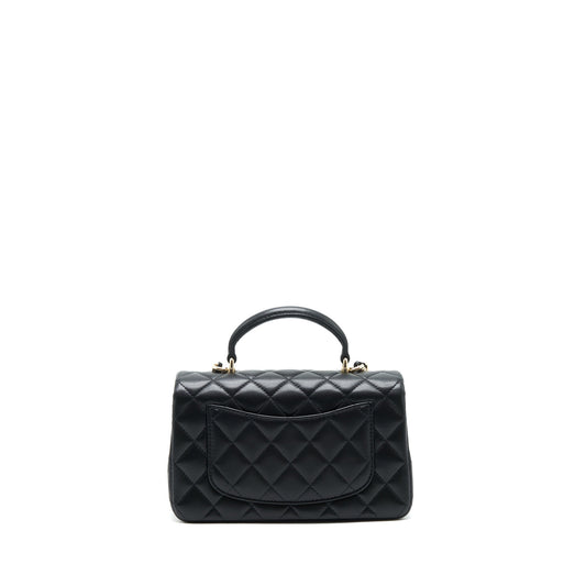 Chanel 22P Top Handle Mini Rectangular Flap Bag Lambskin Black L