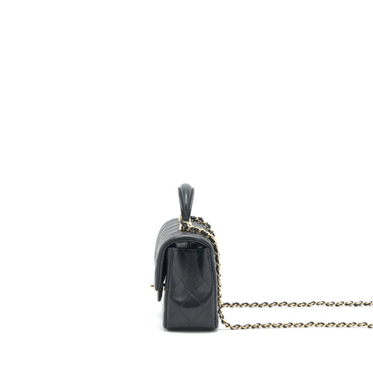 Chanel 22P Top Handle Mini Rectangular Flap Bag Lambskin Black L