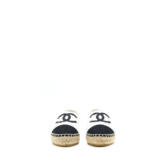 Chanel Size 37 Espadrilles Cotton/Tweed White/Black