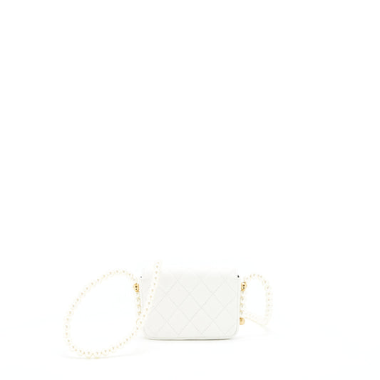 Chanel Pearl Crush Mini Crossbody Bag Lambskin White