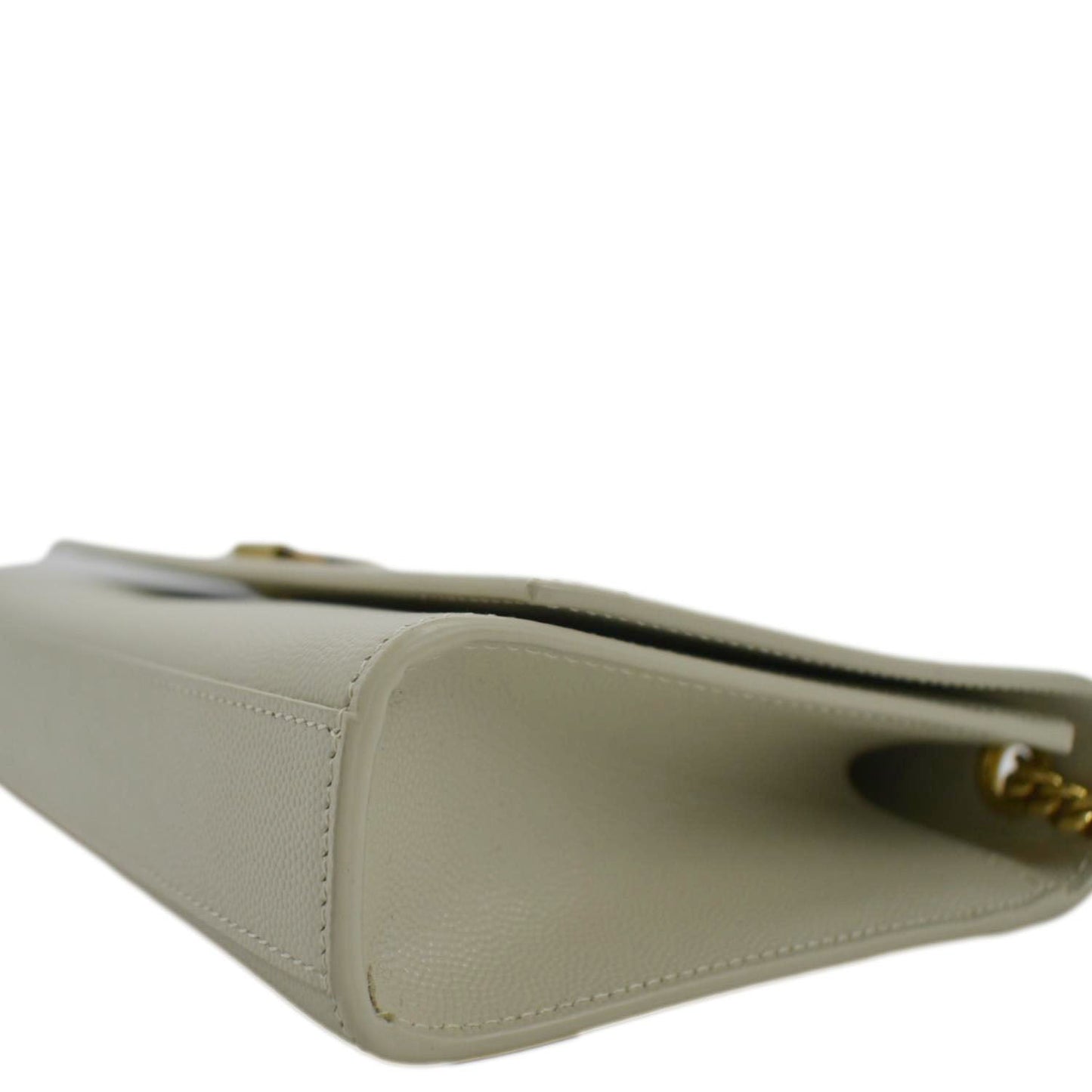 YVES SAINT LAURENT Kate Leather Chain Clutch Crossbody Bag White