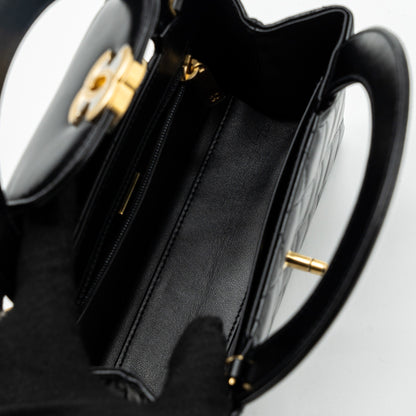 Chanel 23k Mini Shopping Bag Calfskin Black  (microchip)