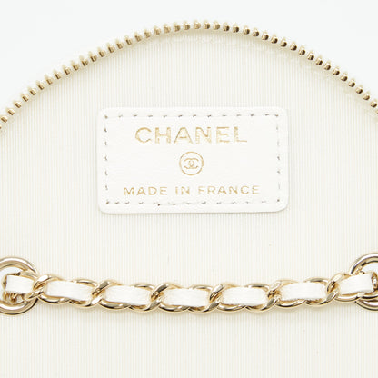 Chanel round vanity with chain white/ black with L