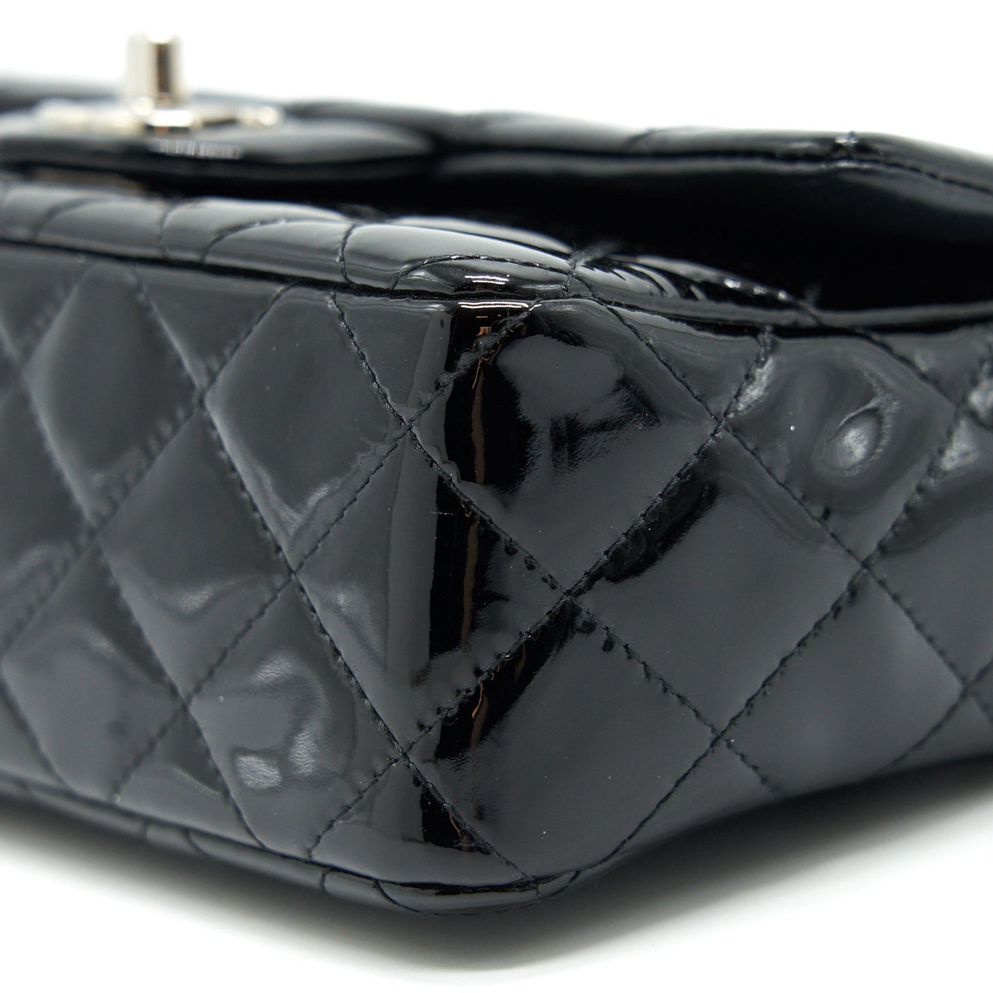 Chanel Mini Rectangular Flap bag Patent Leather Black