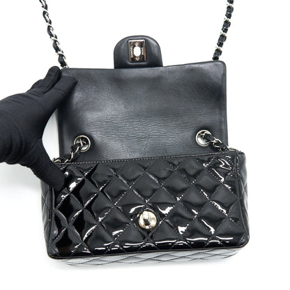 Chanel Mini Rectangular Flap bag Patent Leather Black