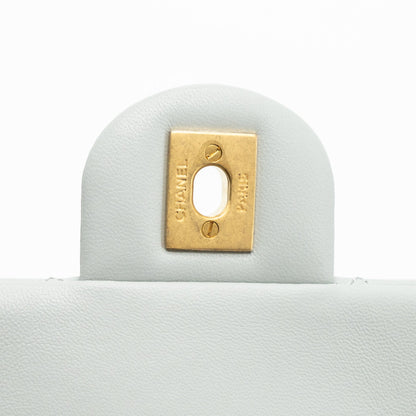 Chanel 23C pearl crush mini square flap bag lambskin grey  (microchip)