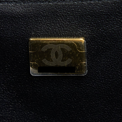 Chanel 22K Coco Chain Quilted Flap Bag Lambskin Black Brushed  (Microchip)