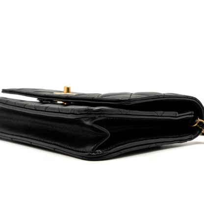 Chanel 22S Pearl Crush Wallet on Chain Lambskin Black Brushed  (Microchip)
