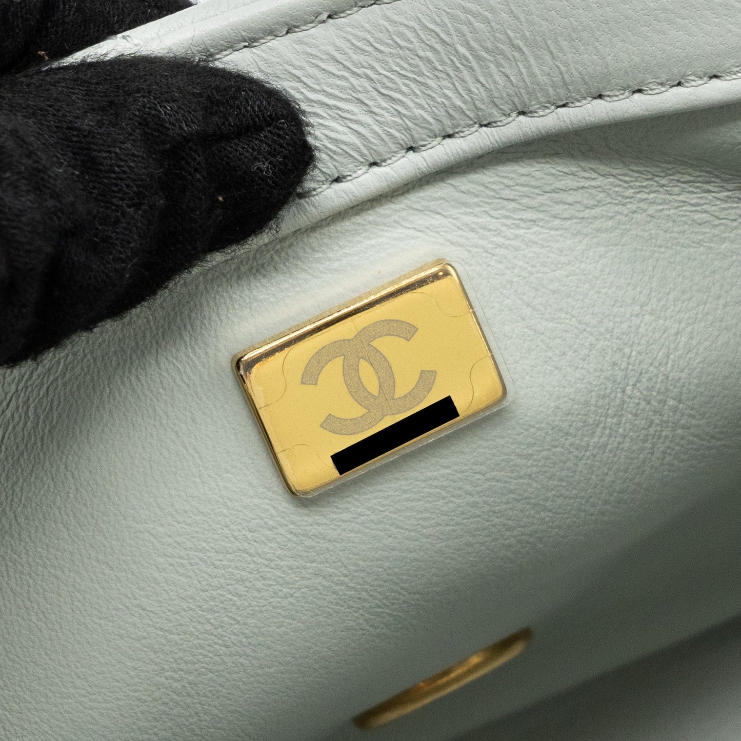 Chanel 23C pearl crush mini square flap bag lambskin grey  (microchip)