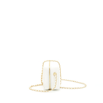Chanel 21K Small Metal plate Vanity with chain Lambskin White