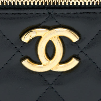 Chanel 21A Gold Crush Mini Vanity Case Calfskin Black Brushed