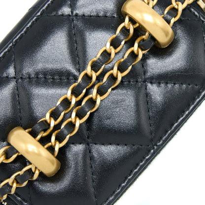 Chanel 21A Gold Crush Mini Vanity Case Calfskin Black Brushed