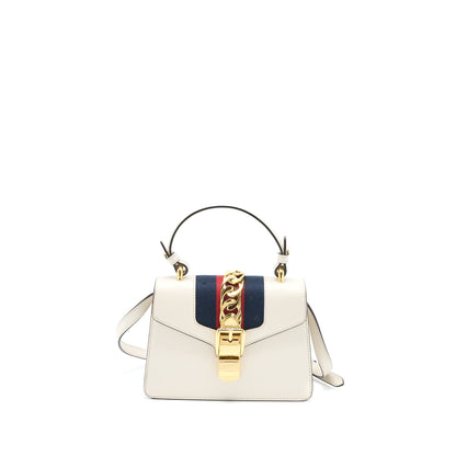Gucci Mini Top Handle Sylvie Bag Calfskin White