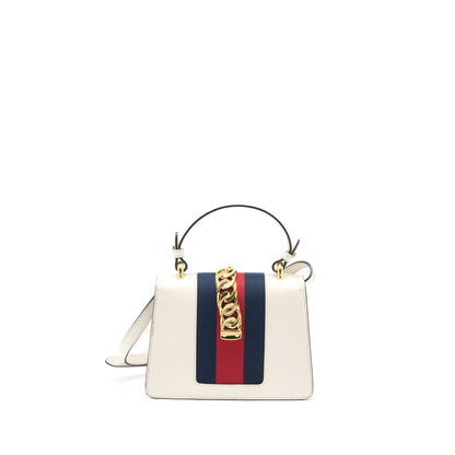 Gucci Mini Top Handle Sylvie Bag Calfskin White
