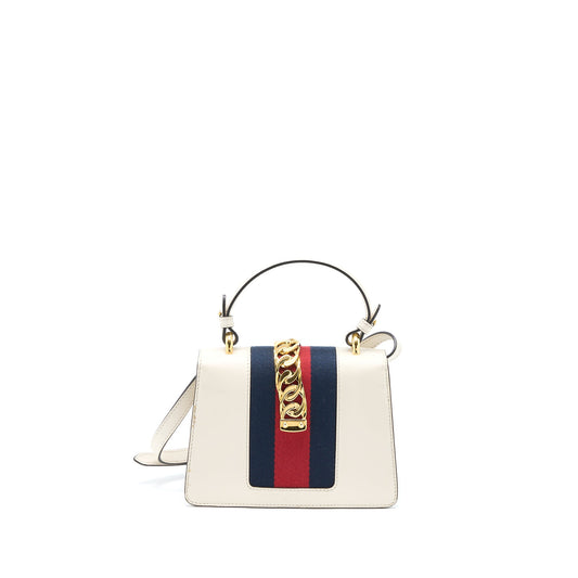 Gucci Mini Top Handle Sylvie Bag Calfskin White