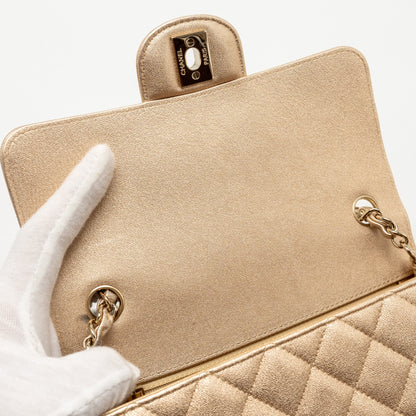 Chanel Mini Rectangular flap bag lambskin metallic gold L