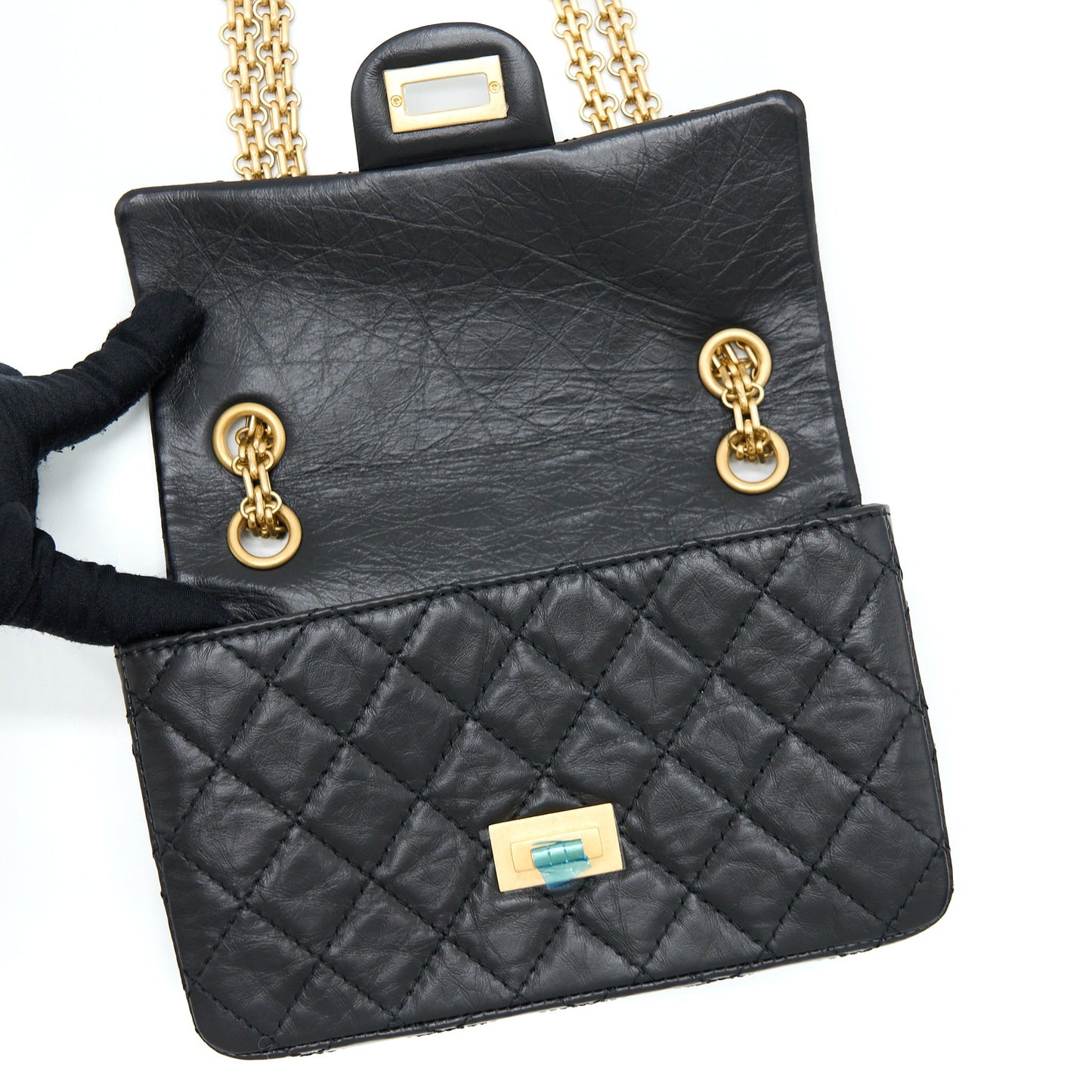Chanel Mini 2.55 Reissue Flap Bag Aged Calfskin Black